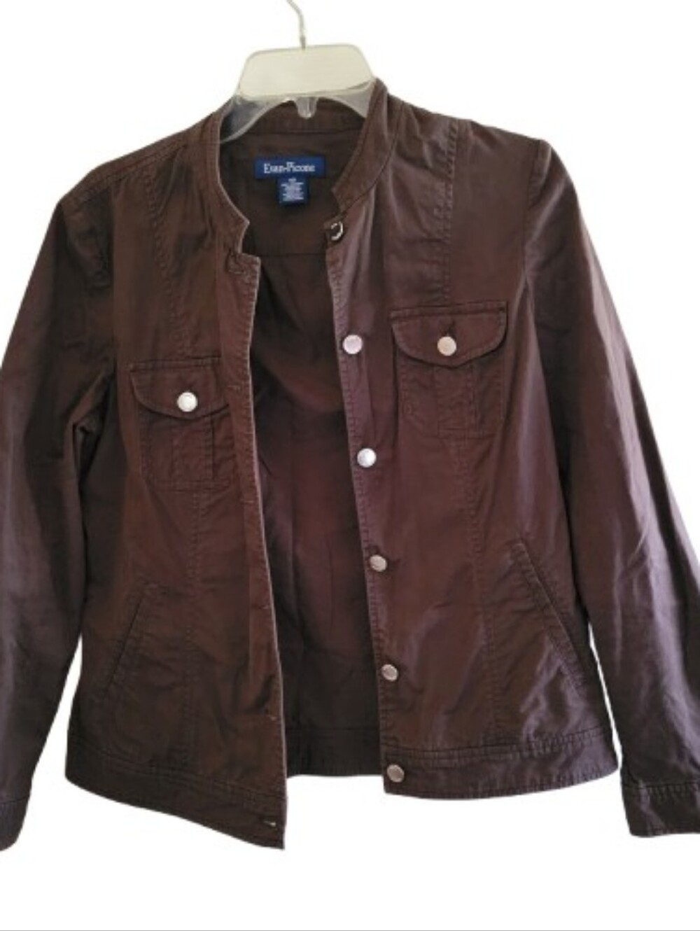 Evan Picone Womens Lightweight Brown Buttonup Jacket Size 10